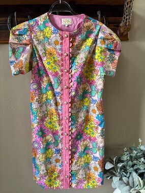 SSYS Pink Floral Button-Front Mini Dress